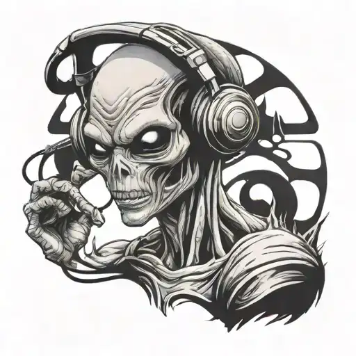 A Alien Wearing Headphones