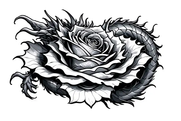 Dragon Wrapped Around Rose