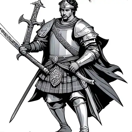 Scottish Knight Holding A Sword