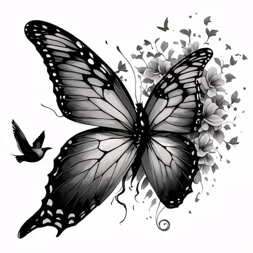 Birds Fly Out Of A Semicolon Butterfly