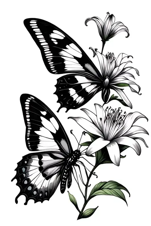 Lunar Moth And Spider Lily