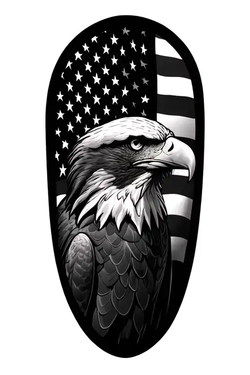 Patriotic Eagle And American Flag