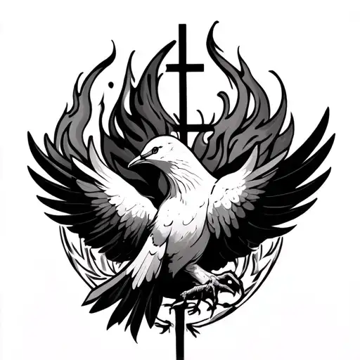 Fire Dove With Cross Intertwined