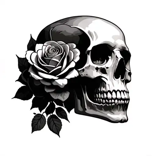 Rose Inside Skull