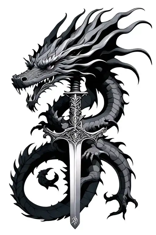 Dragon Wrapping A Sword