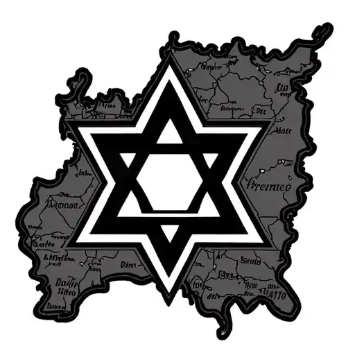 Map Of Israel And Star Of David