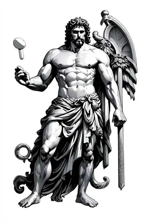 Greek Titan Atlas Holding Up A Pill