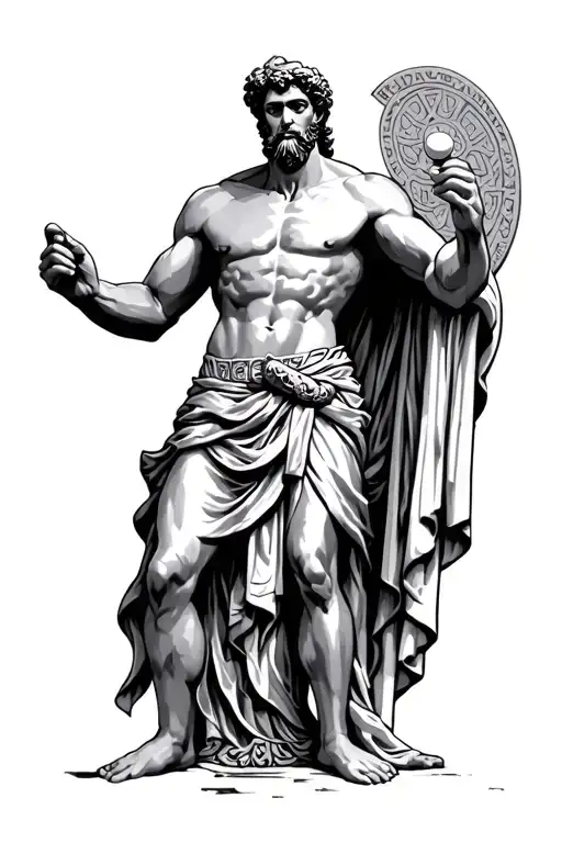 Greek Titan Atlas Holding Up A Pill