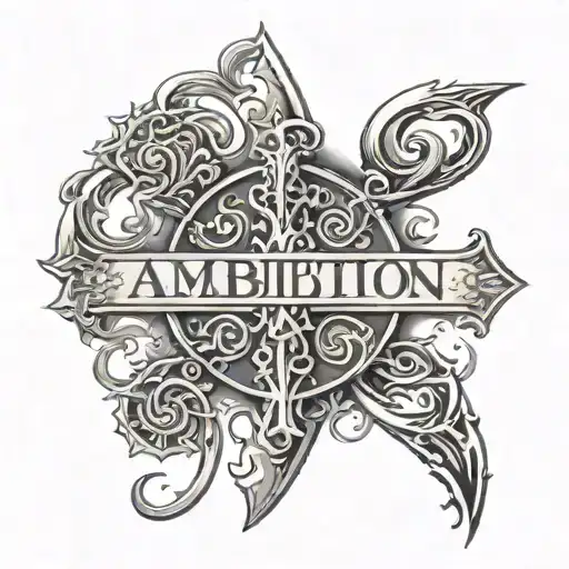 The Word Ambition In Medieval Caligraphy And Change The T In A Cross
