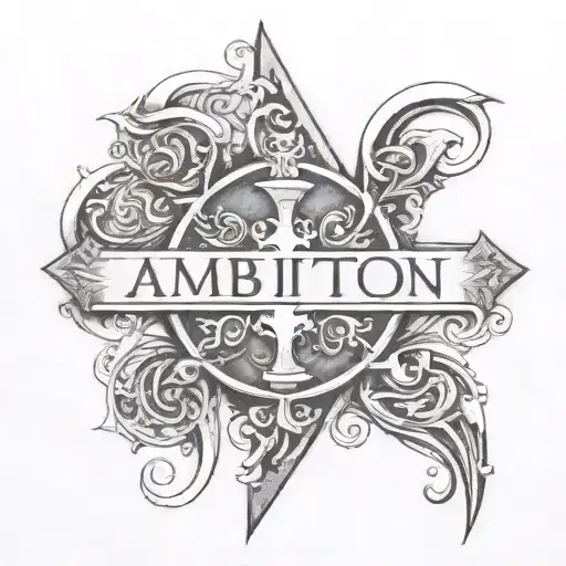 The Word Ambition In Medieval Caligraphy And Change The T In A Cross