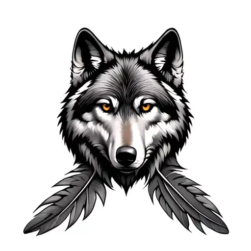 Realistic Wolf Head Feathers Hanging