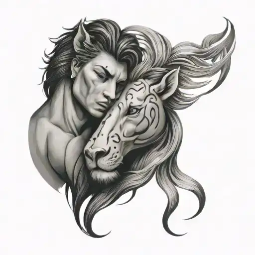 Couples Tatoo With Capri Leo Zodiac Signs