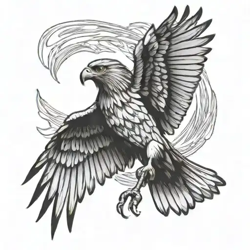 Intimidating Hawk With Spread Wings