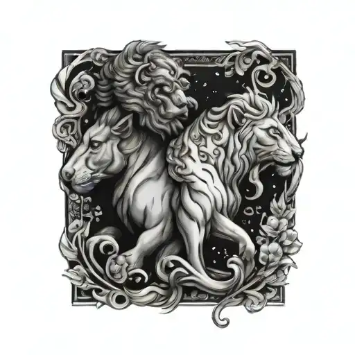 Couples Tatoo With Capri Leo Zodiac Signs