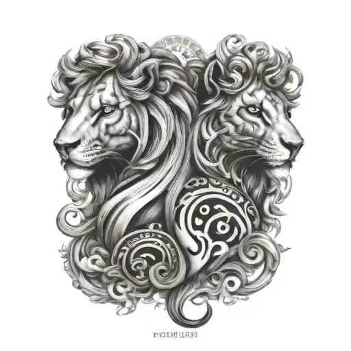 Couples Tatoo With Capri Leo Zodiac Signs Floating