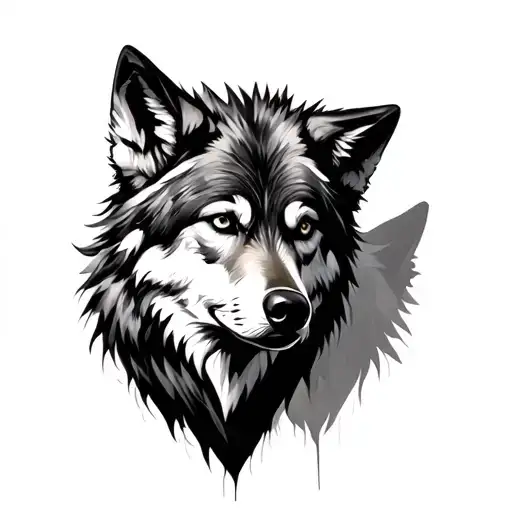 Wolf With Shadow In Background Black