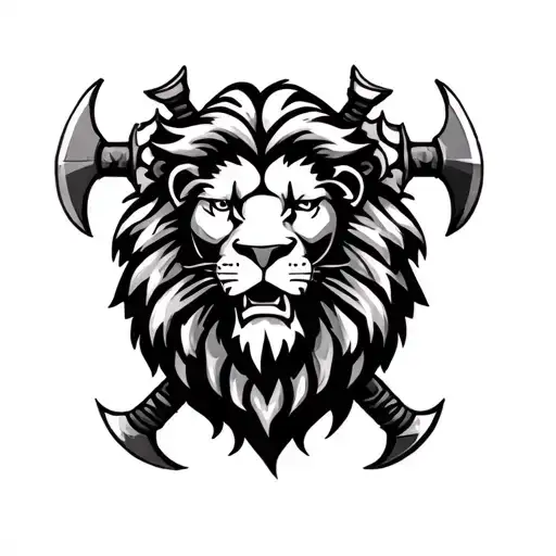 Lion With Crossed Axes Teibal