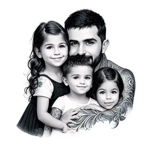 Father With Son And 2 Daugthers