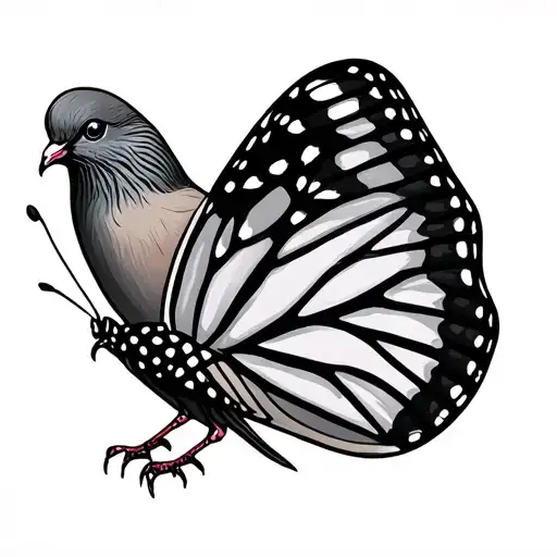 Morning Dove With Monarch Butterfly