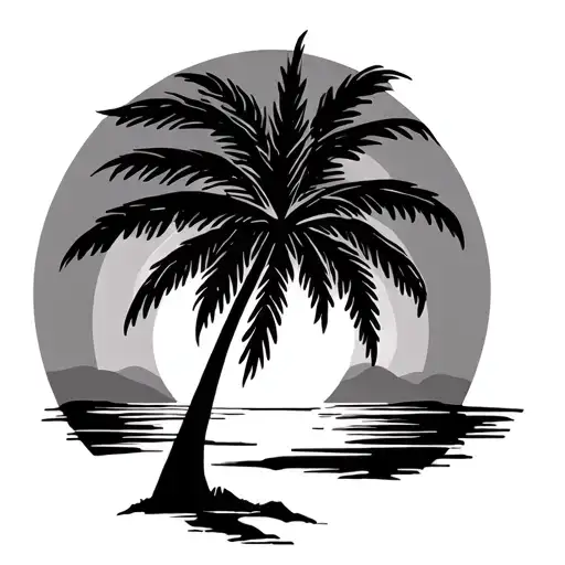 Palm Tree With Sunset