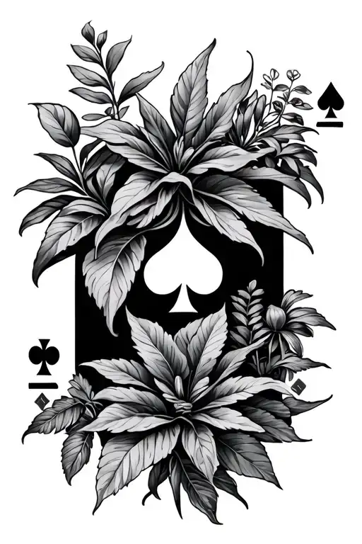 Black Jack Cards With Plants