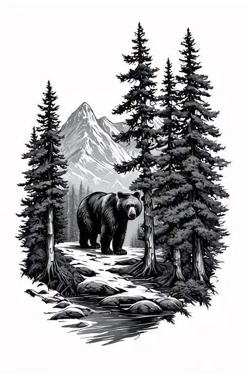 Bear Mountain Scene With Trees