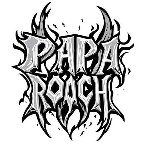 Create A Black And White Tattoo Of The Papa Roach Logo With Shading And Fine Lines