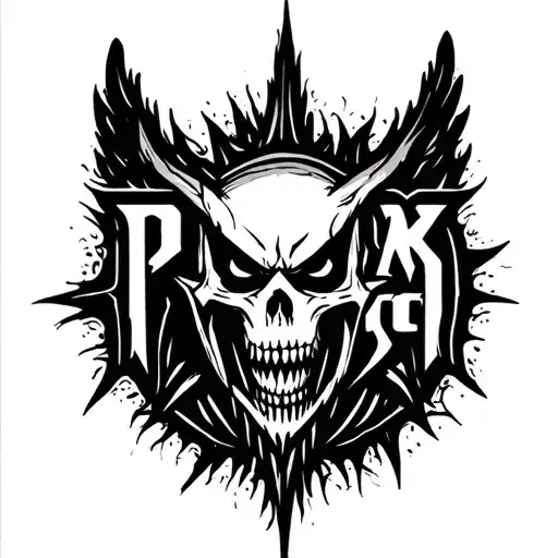 Create A Black And White Tattoo Of The Papa Roach Logo With Shading And Fine Lines