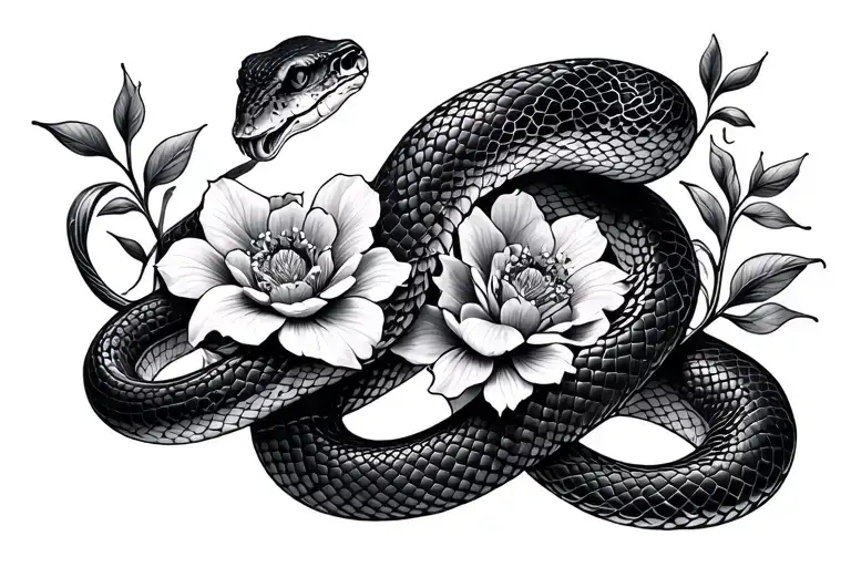 Snake Wrapped With Flowers