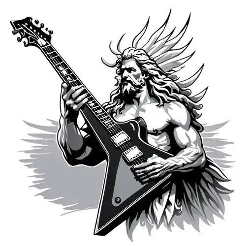 Zeus Playing A Gibson Flying V Guitar