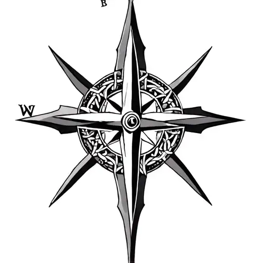 Celtic Cross Over A Nordic Compass Rose