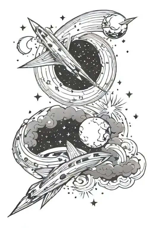 Galaxy Shooting Stars And Moon