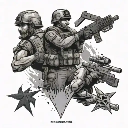 Incorporate Elements Of Popular Video Game Characters Into A Canadian Military Themed Tattoo Design