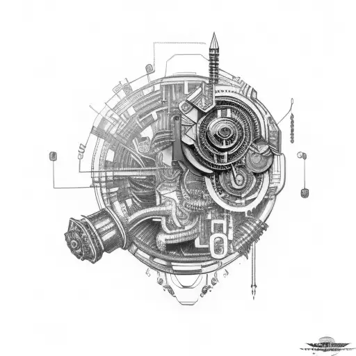 Cyberpunk Tattoo With Biomechanical Circuit For Arm