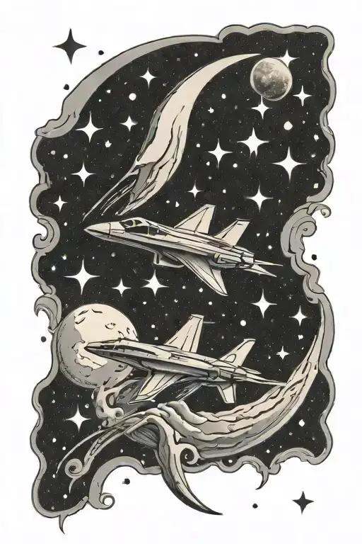 Galaxy Shooting Stars With Moon