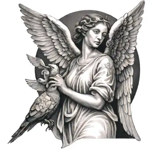 An Angel With Three Pigeons