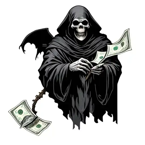 Grim Reaper Holding Money