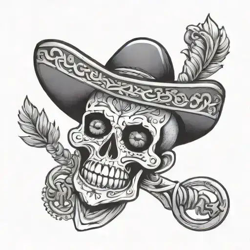 A Sketch Style Tattoo Of A Mexican Calaca Holding A Book