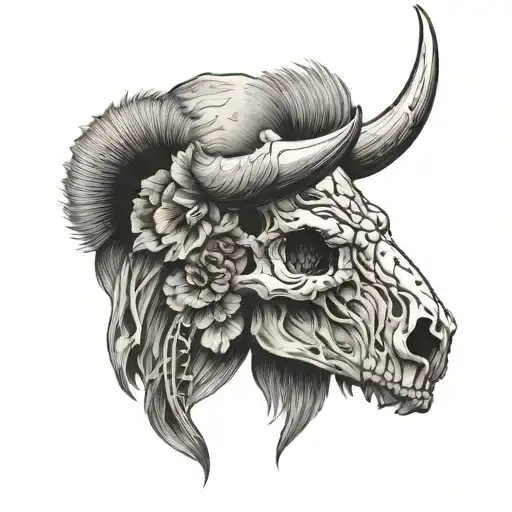 Filler Around Bison Skull