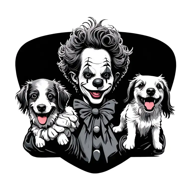 Clown Holding The Piti Monster's Two Dogs