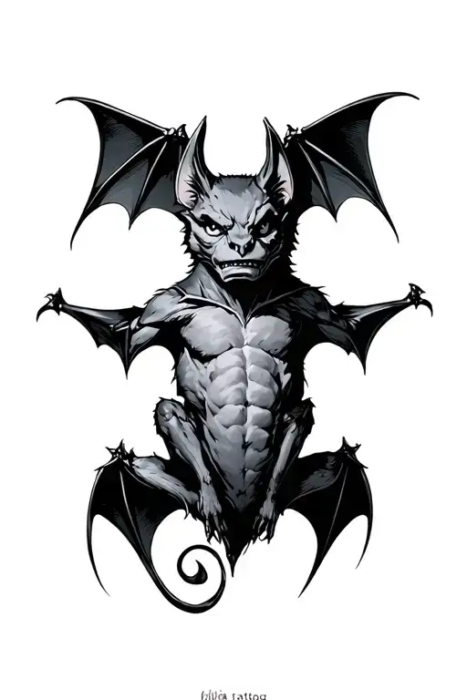 A Black And White Sketch Style Bat