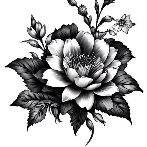 Twisted Tattoo With Carnations Iris Lily And Water Lilly's And Forget Me Nots