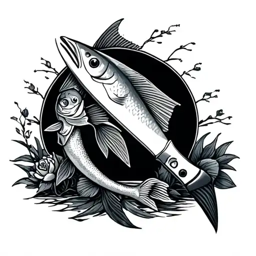 Fishing Knife Intertwined With Mum And Dad