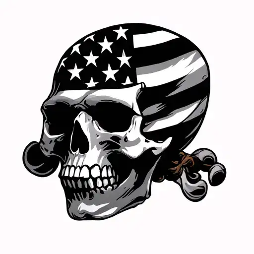 Skull With American Flag