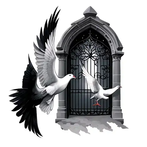Gates Of Heaven With 3 Doves