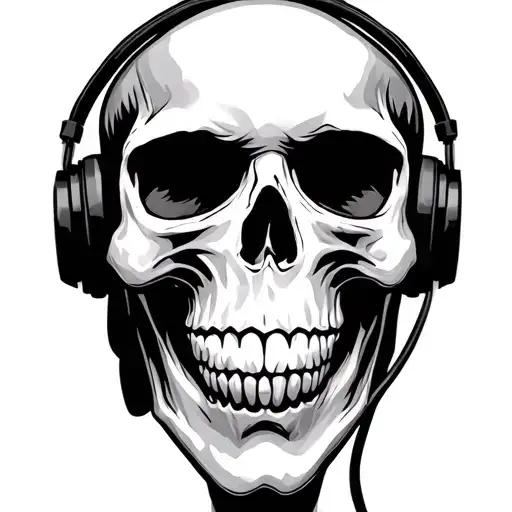 Skull Wearing Headphones