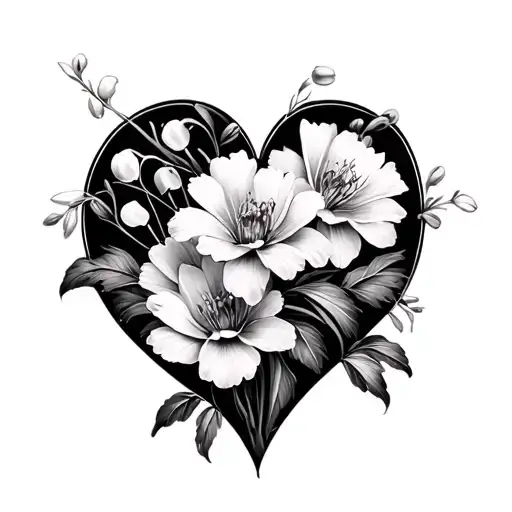 Carnations Lilly Of The Valley Water Lillie's And Forget Me Nots In Heart Shape