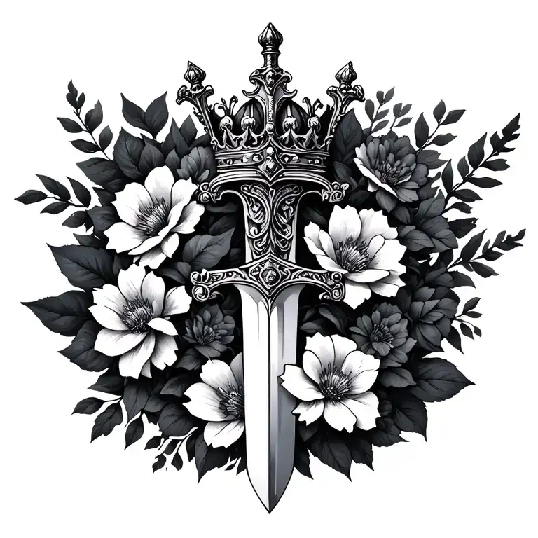 Sword With Flowers And Crown