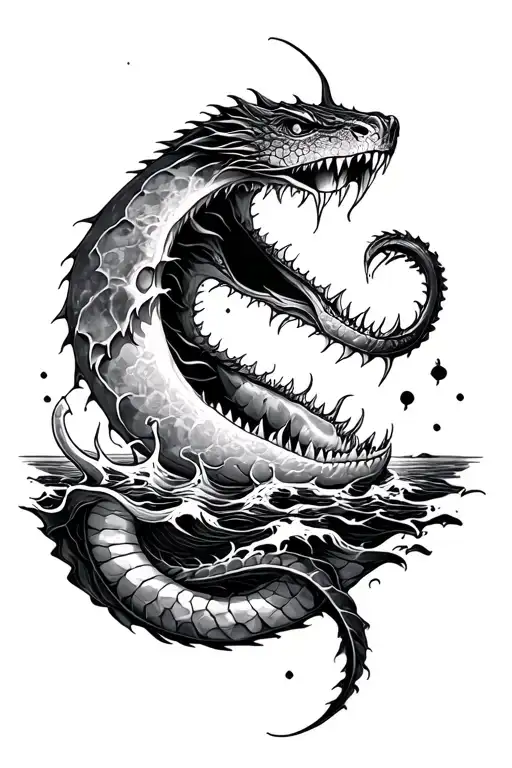 Sea Serpent Moon In Jaw Open