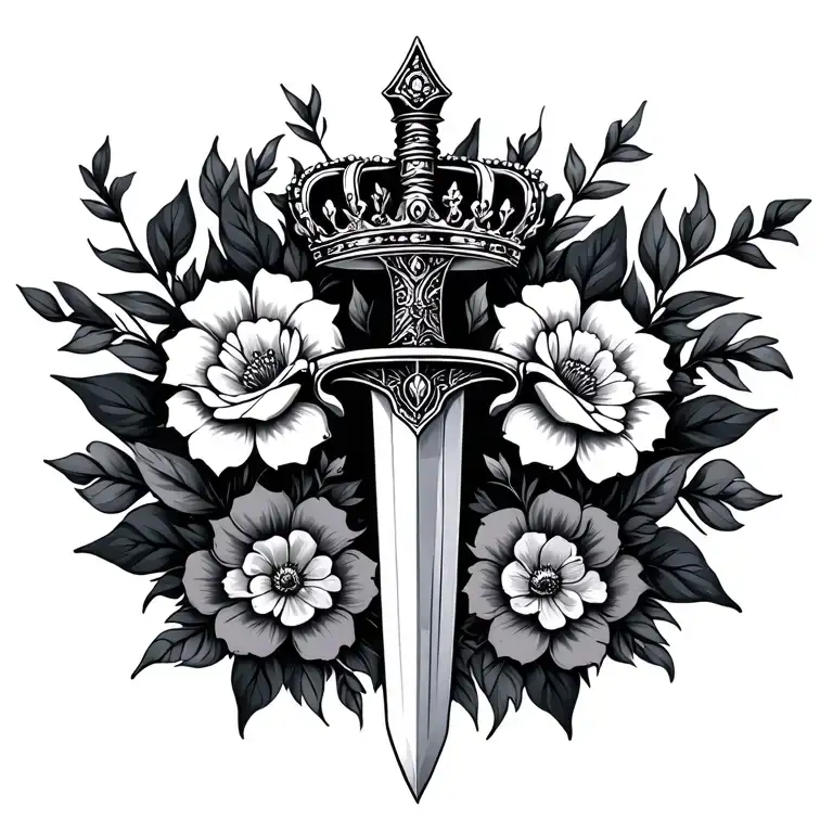 Sword With Flowers And Crown